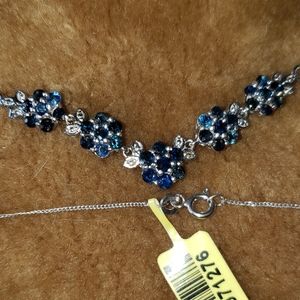 20 inch, Blue Sapphire Sterling Silver necklace, 3.95 total carat weight, NWT